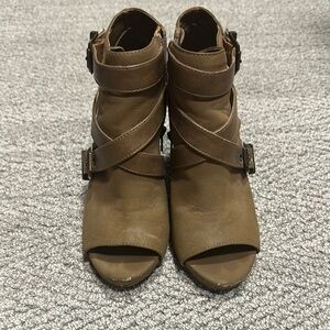 Strappy Brown Ankle Boots